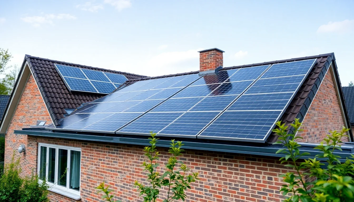 Villa solar panels garden