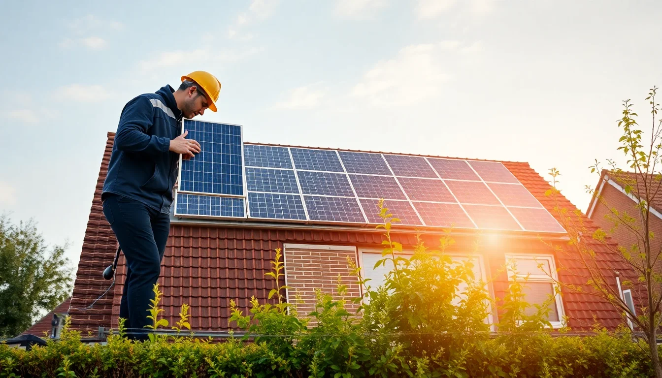 Solar panels installation roof