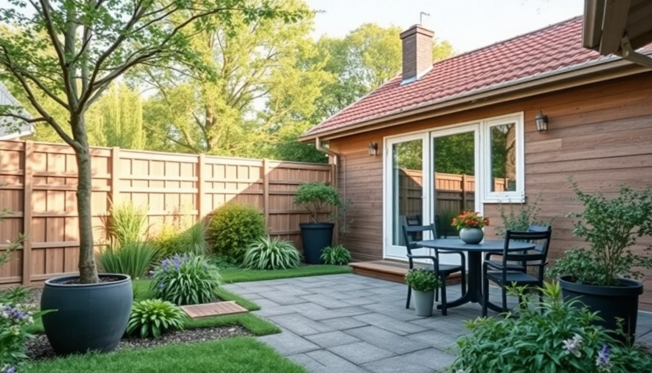Suburban backyard lawn
