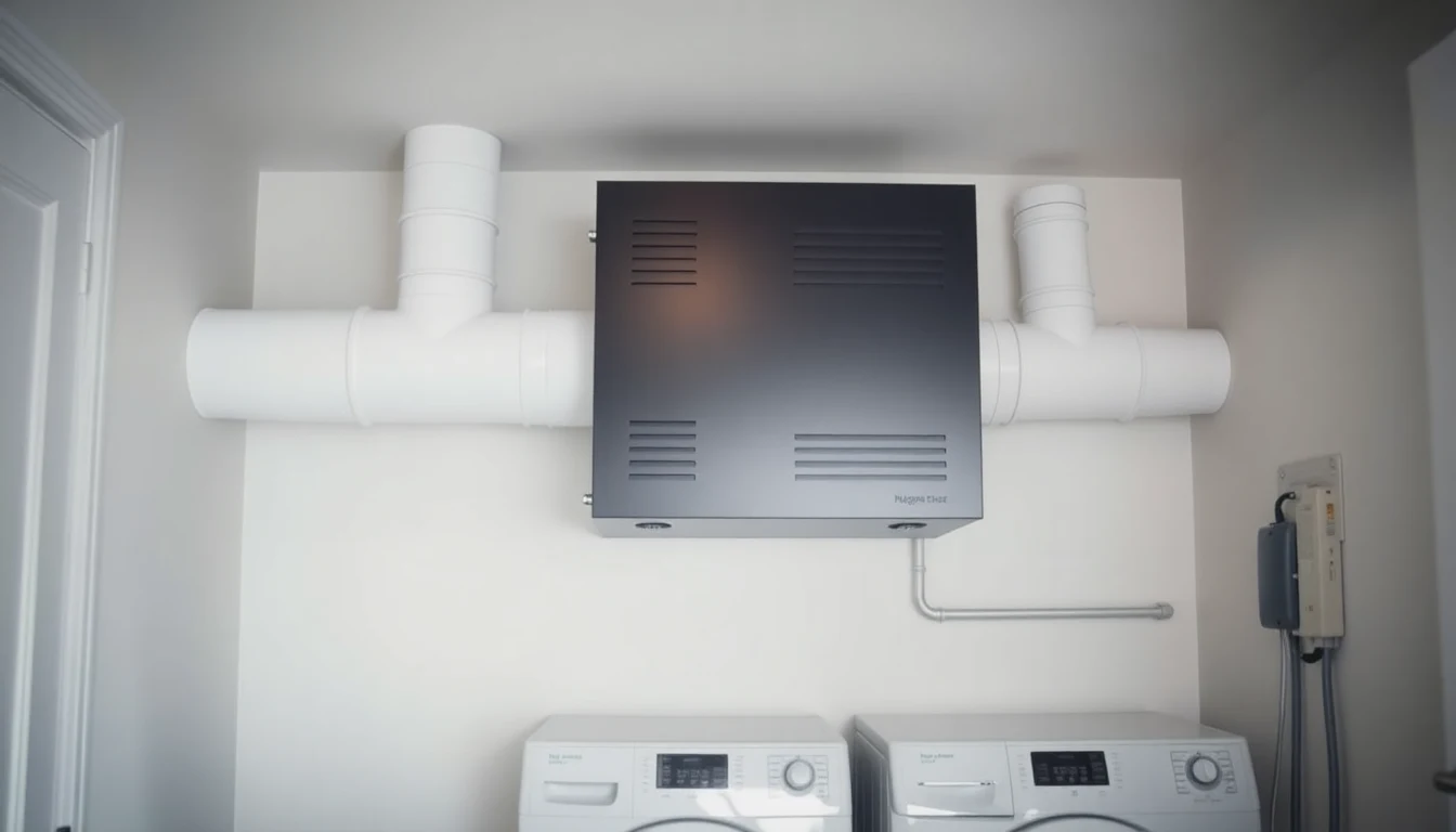 WTW-unit in Nederlandse bijkeuken, balansventilatie systeem D met warmteterugwinning